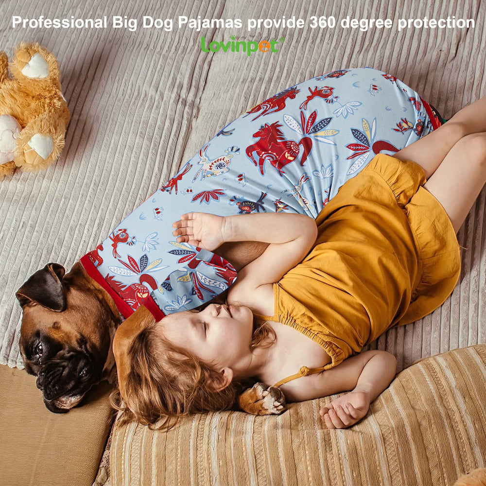LovinPet XL dog pajamas sized for extra-large breeds.