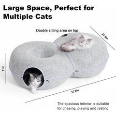 LovIntry cat tunnel bed top view with cozy rest spaces for lounging.