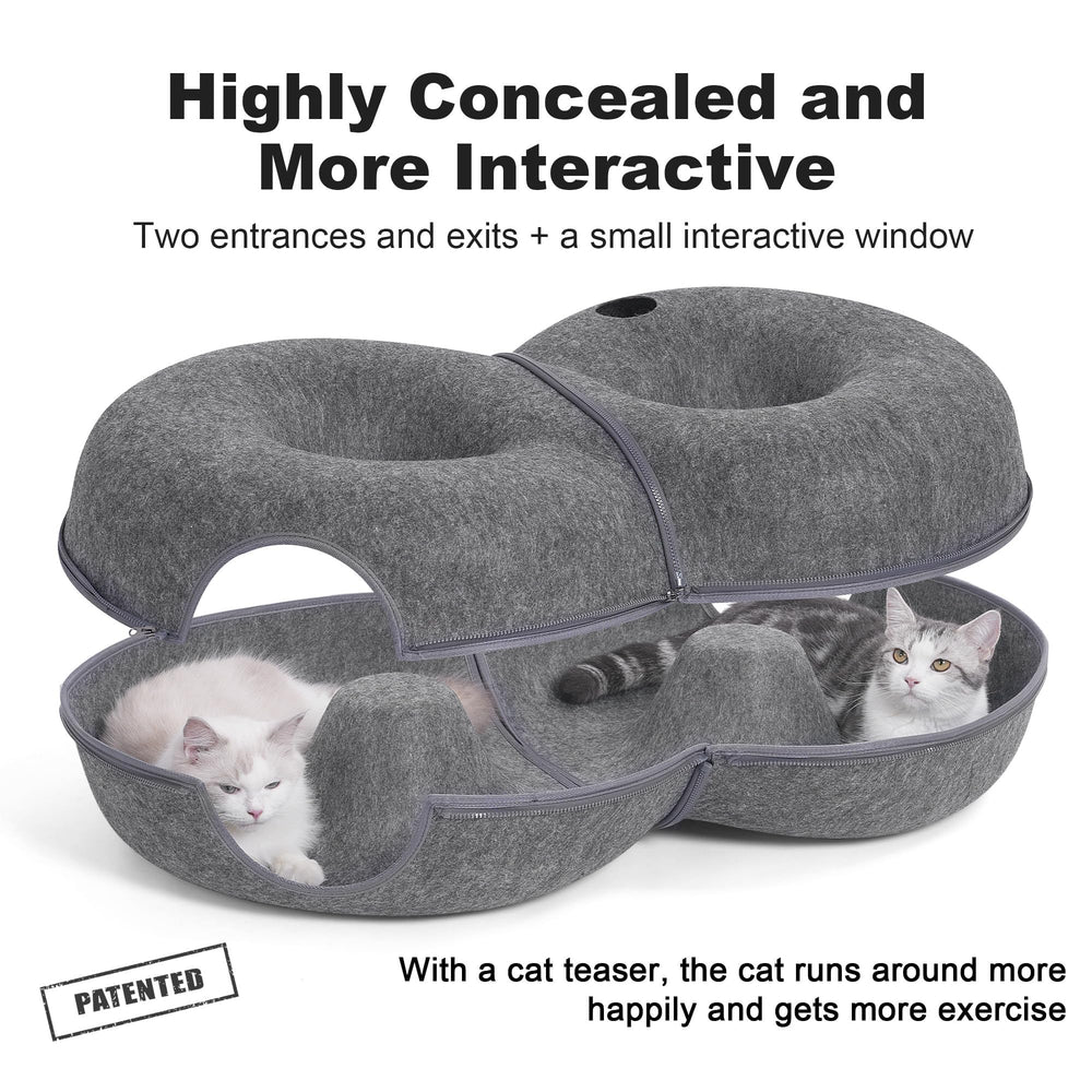 LovIntry cat tunnel chasing holes highlights interactive play opportunities.