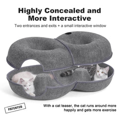 LovIntry cat tunnel chasing holes highlights interactive play opportunities.