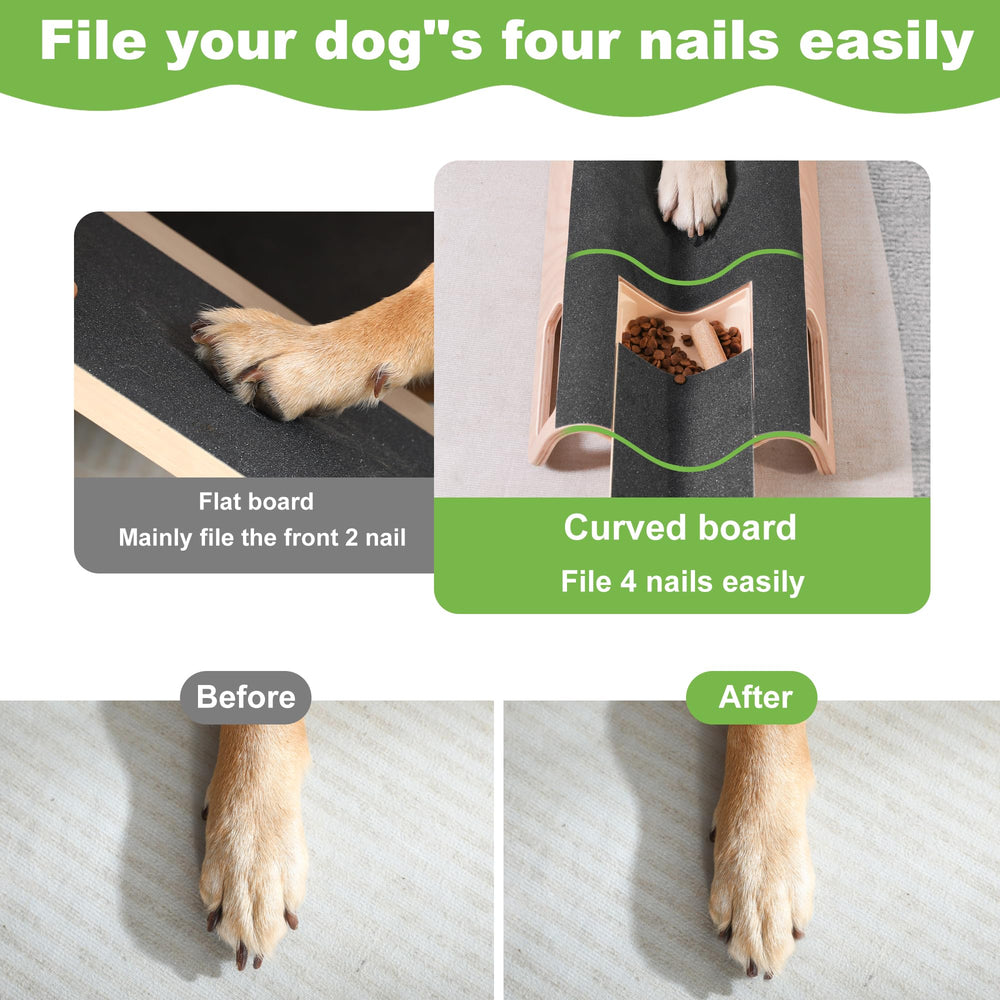 LovIntry dog scratch pad treat box open guides dog toward nails while snacking