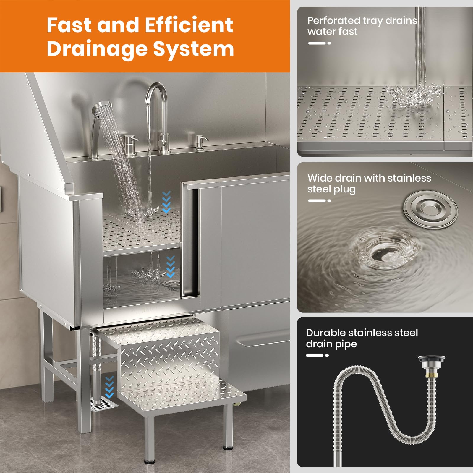 LOVMOR 50in dog washing station faucet and sprayer enable efficient bath times