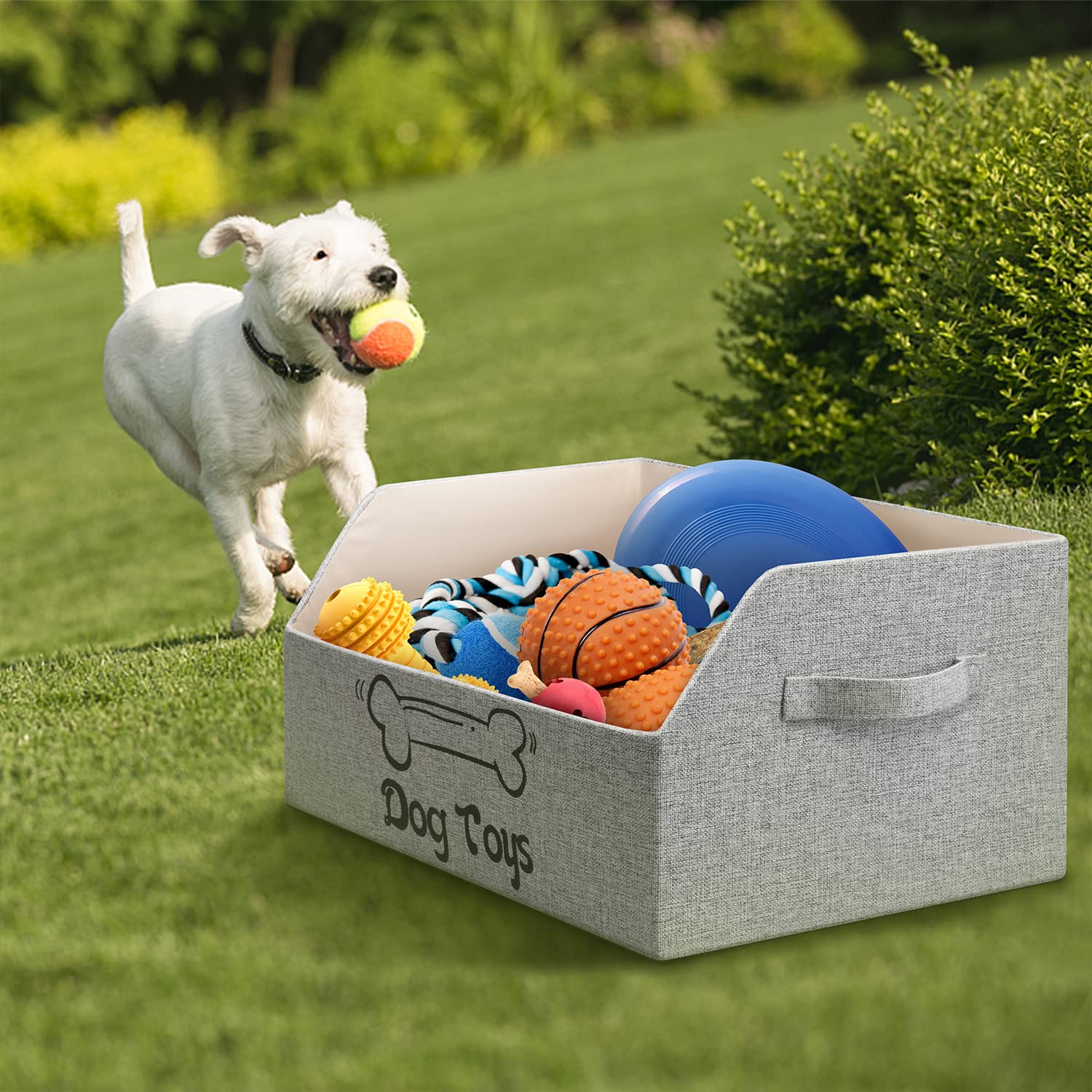LOVSTORAGE 2X Thicker Large Dog Toy Box 2-in-1 habitat use for small dogs