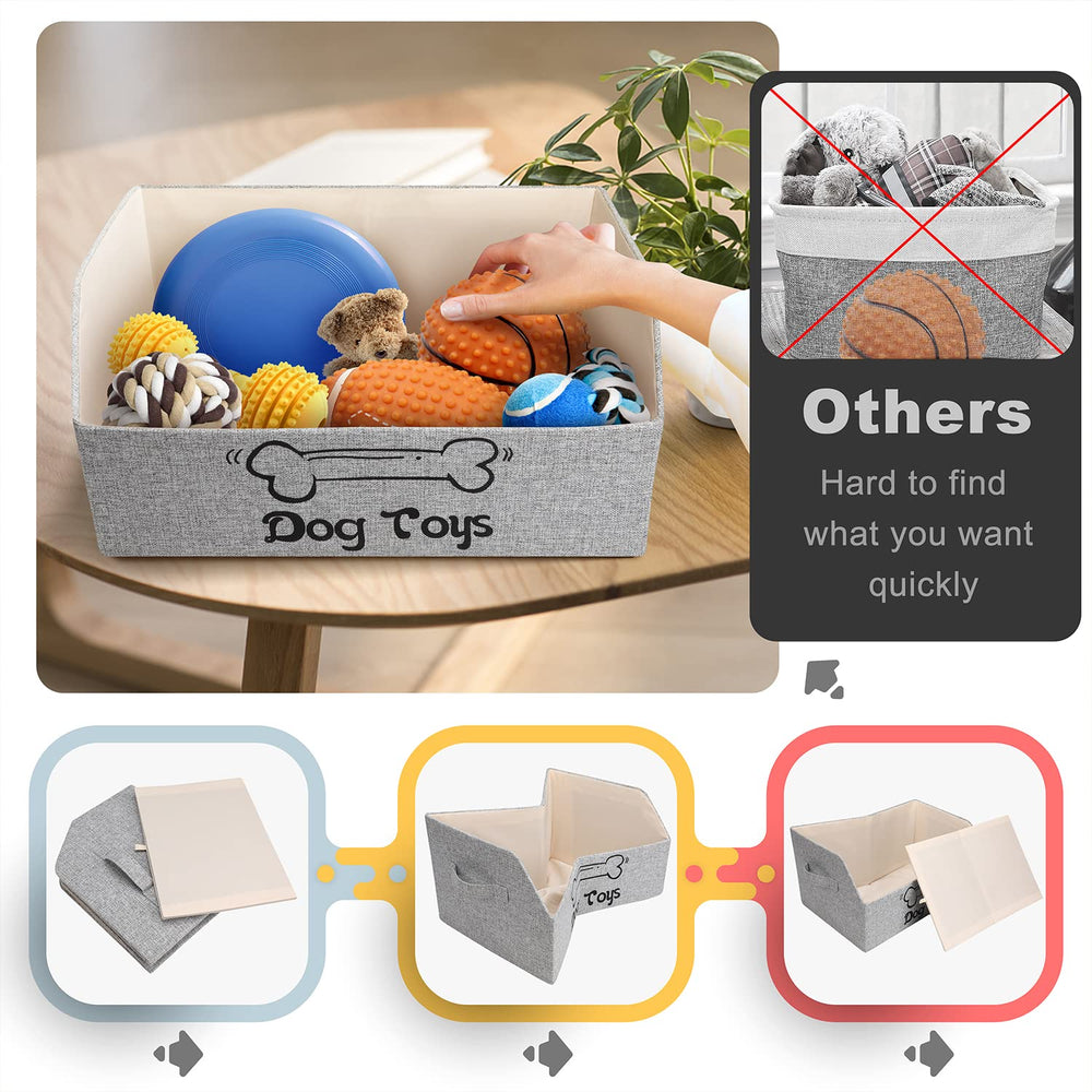 LOVSTORAGE 2X Thicker Large Dog Toy Box durable linen material for durability