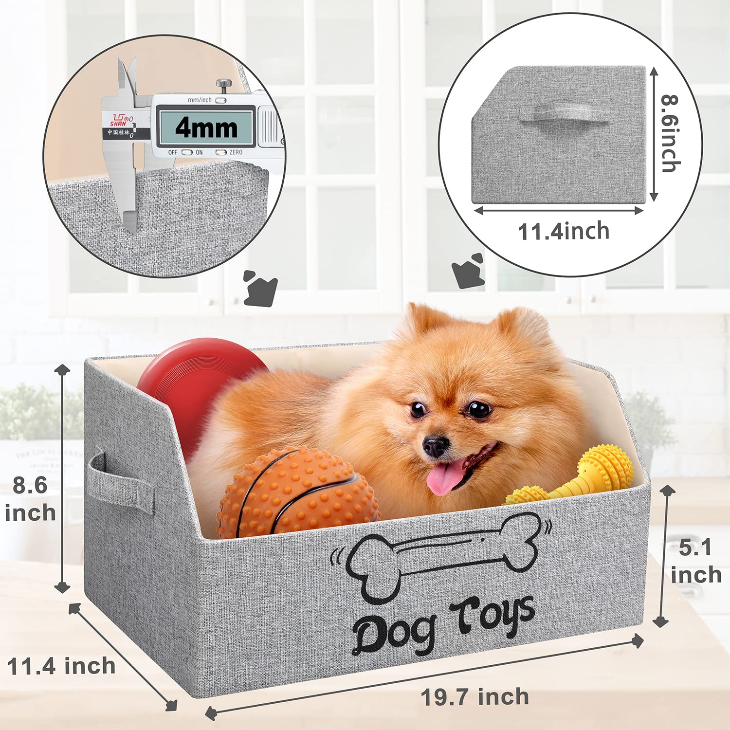 LOVSTORAGE 2X Thicker Large Dog Toy Box side folded view for compact storage