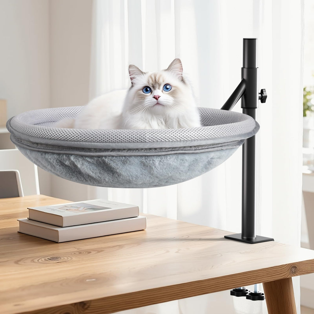 LOVSTORAGE Cat Desk Bed 360-degree rotation for engaging observation and play.