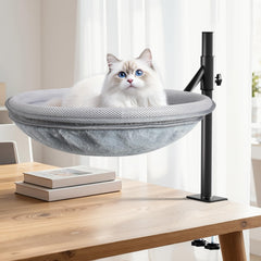 LOVSTORAGE Cat Desk Bed 360-degree rotation for engaging observation and play.