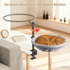 LOVSTORAGE Cat Desk Bed height-adjustable design for perfect desk-height alignment and cozy lounging.