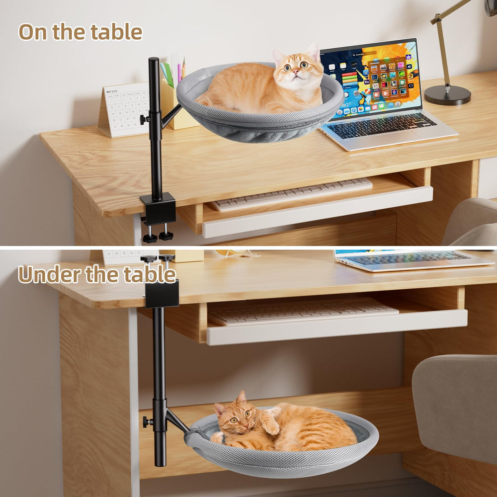 LOVSTORAGE Cat Desk Bed mesh side for breathable cooling in warmer seasons.