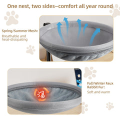 LOVSTORAGE Cat Desk Bed removable washable faux rabbit fur for easy cleaning and cozy warmth.