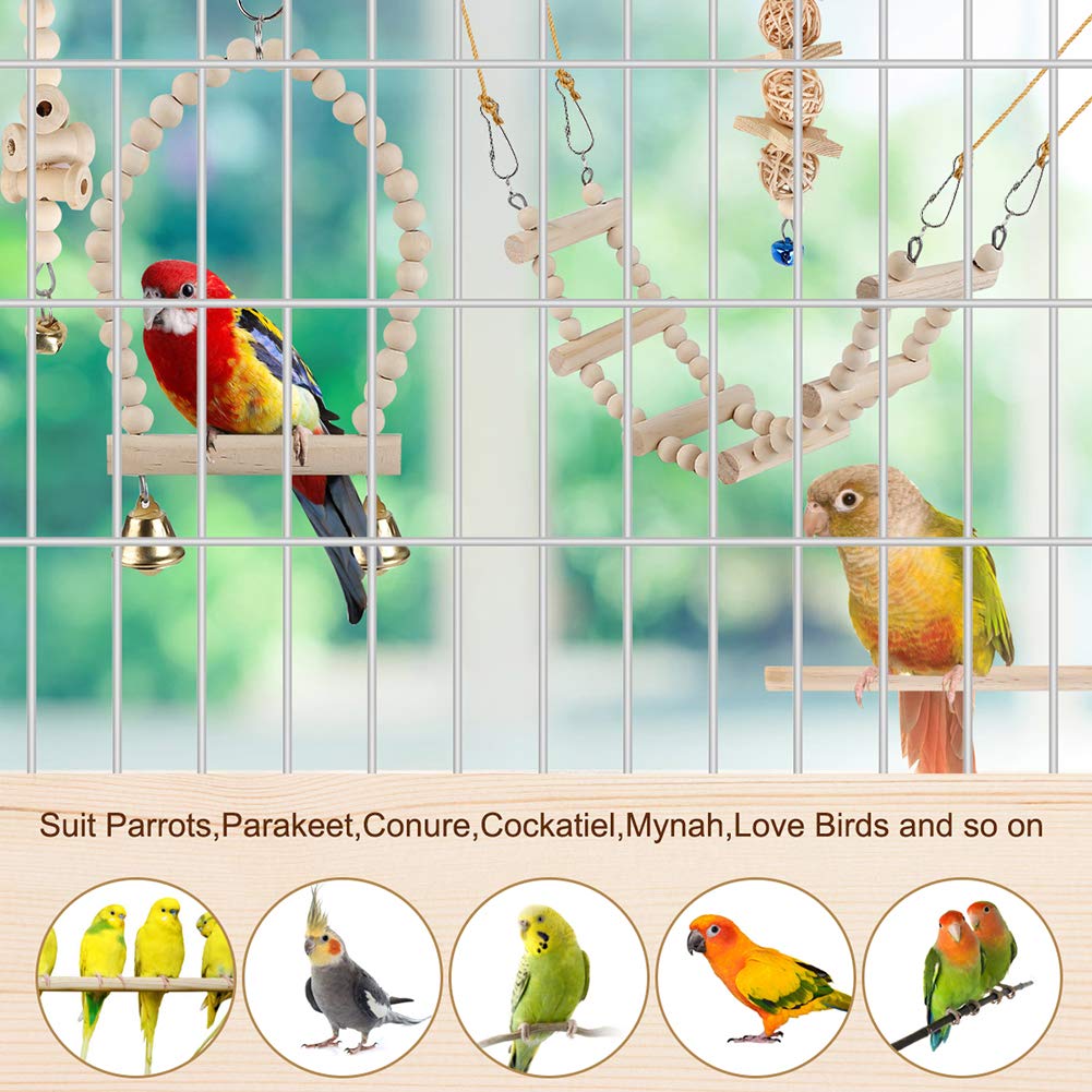 lovyoco-columpio-ave-campanas aporta diversión sonora y juego suave para aves.