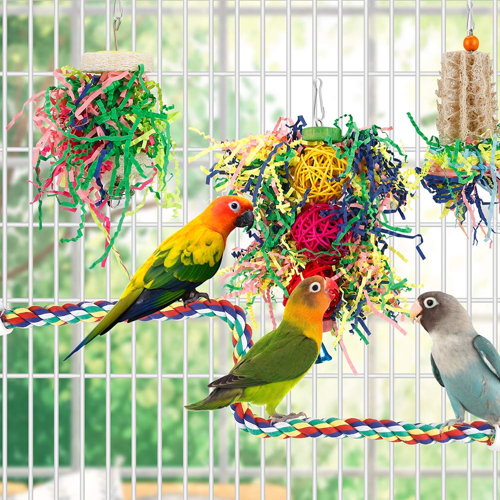 lovyoco shredding toy rattan balls perch encourages safe chewing and treat foraging during play