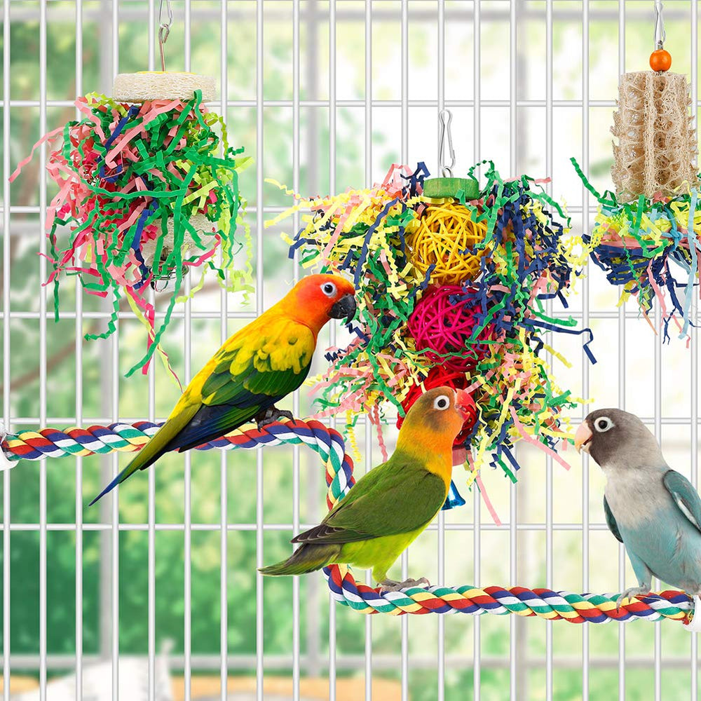 lovyoco shredding toy rattan balls perch encourages safe chewing and treat foraging during play
