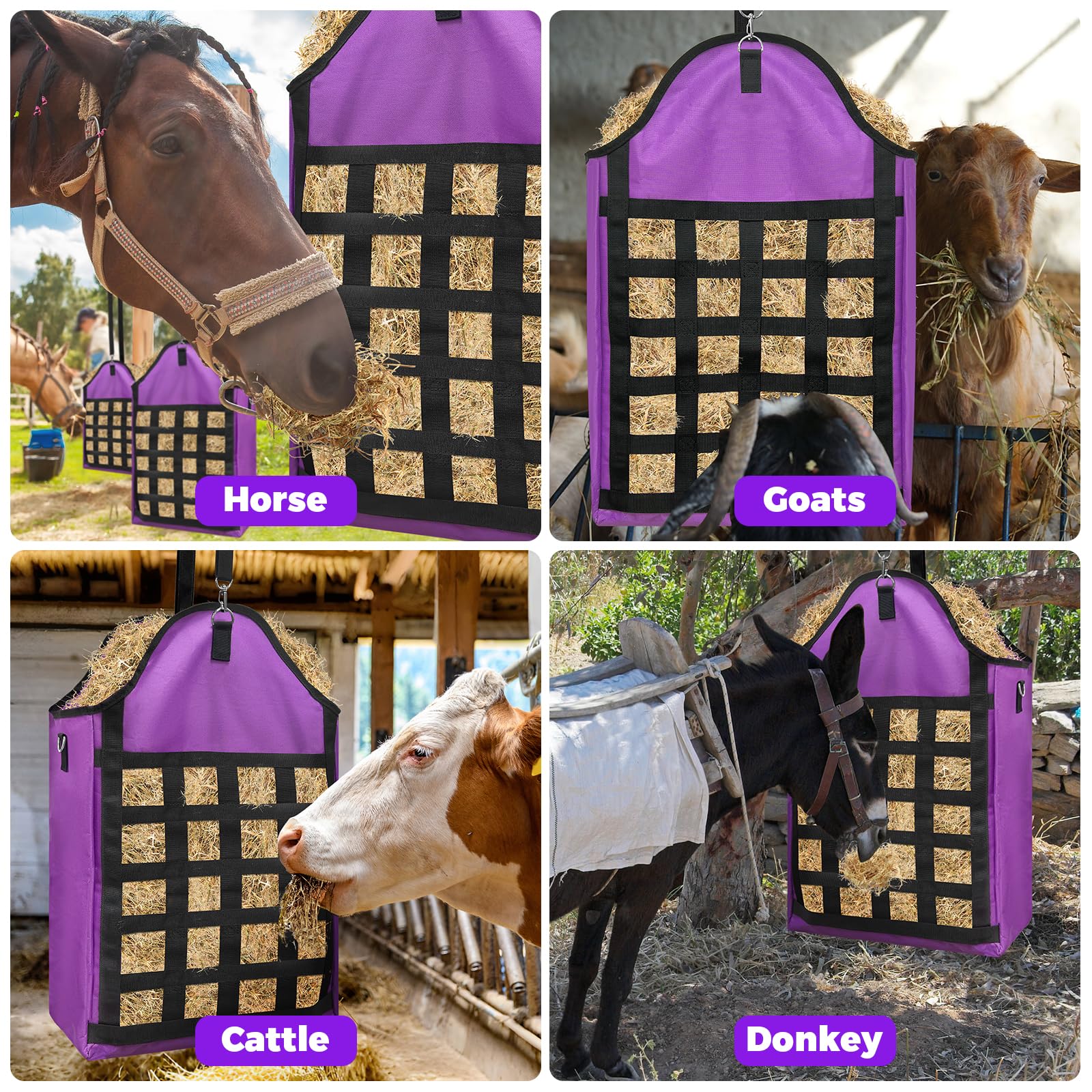Loyala Hay Bag adds a tidy, stylish feeding area indoors or outdoors.