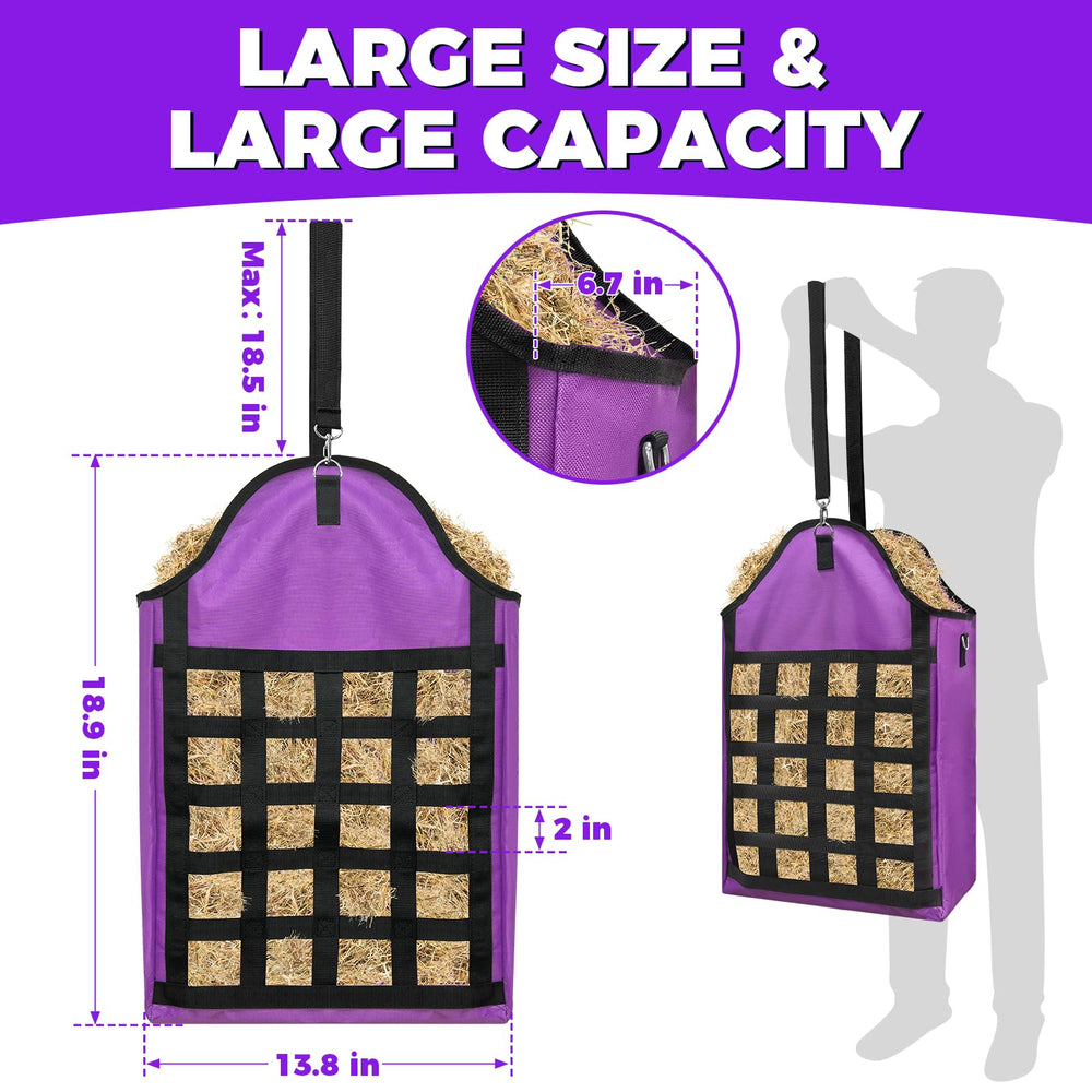 Loyala Hay Bag features multiple small ports to promote steady eating and reduce waste.