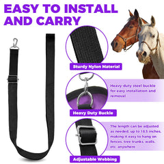 Loyala Hay Bag can be hung outdoors on fence, tree, or vehicle.