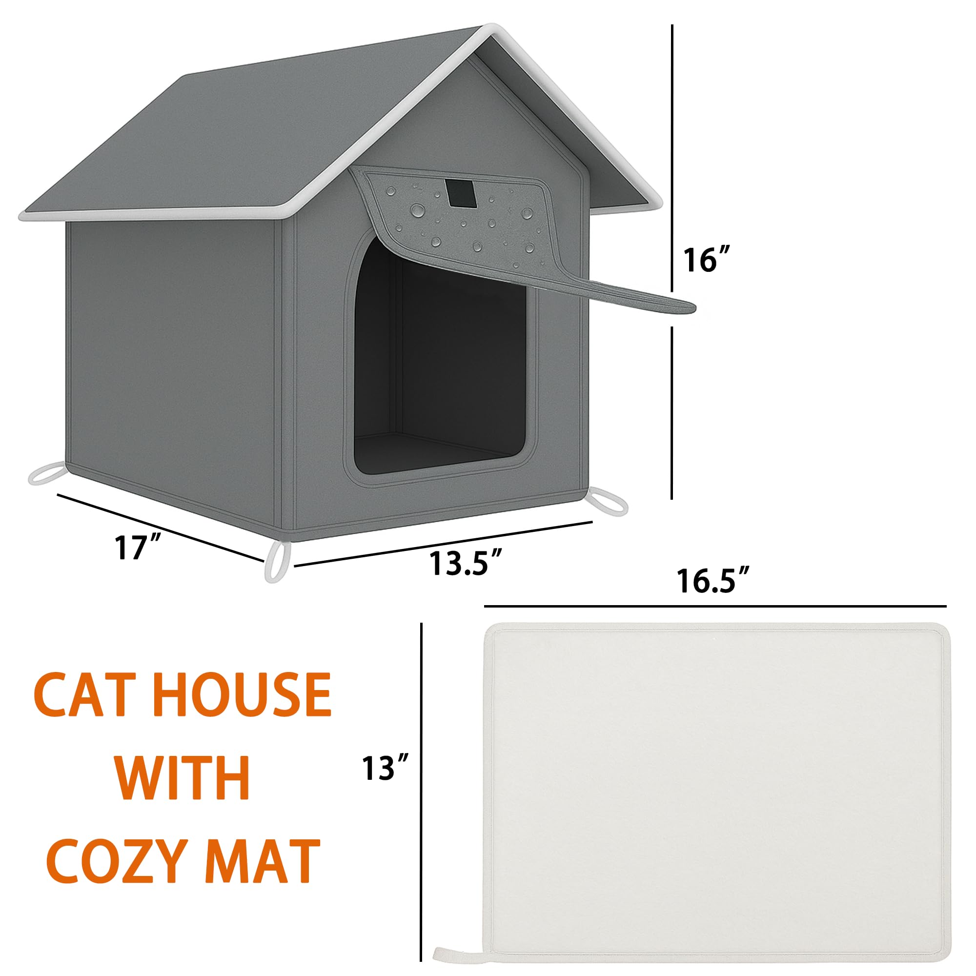 Loyareal Outdoor Cat House door flap blocks drafts and keeps moisture out.