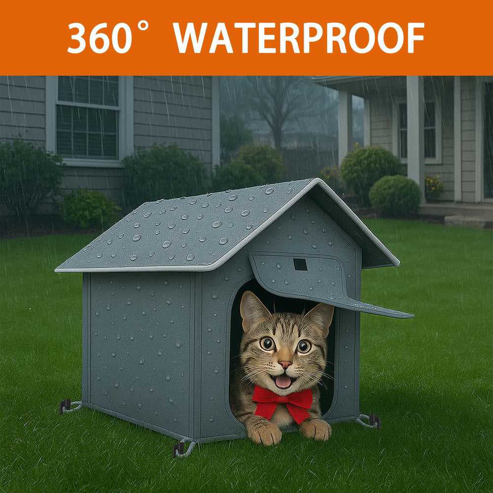 Loyareal Outdoor Cat House interior cushion adds cozy warmth for small cats.