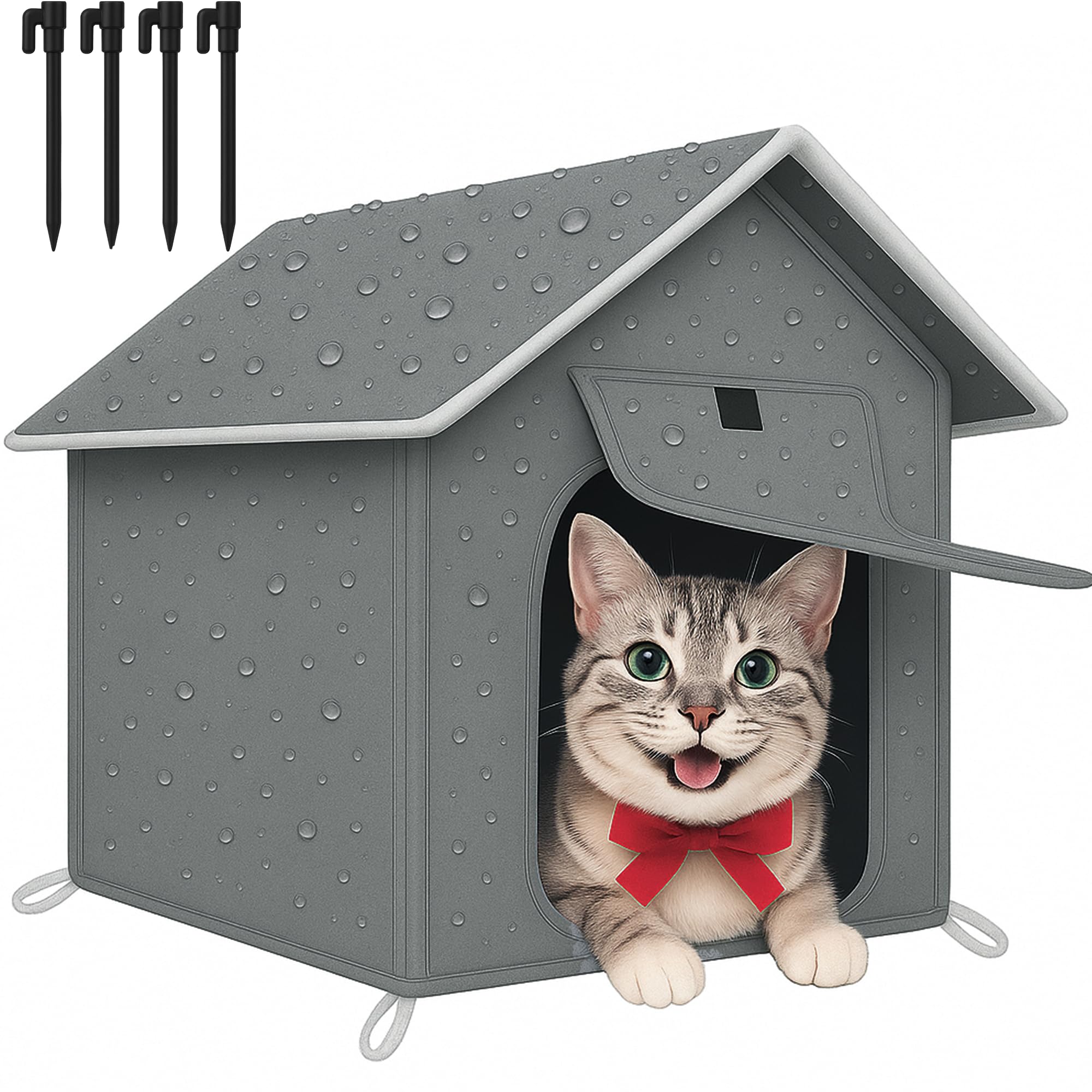 Loyareal Outdoor Cat House roof detail shows weatherproof construction for rain protection.