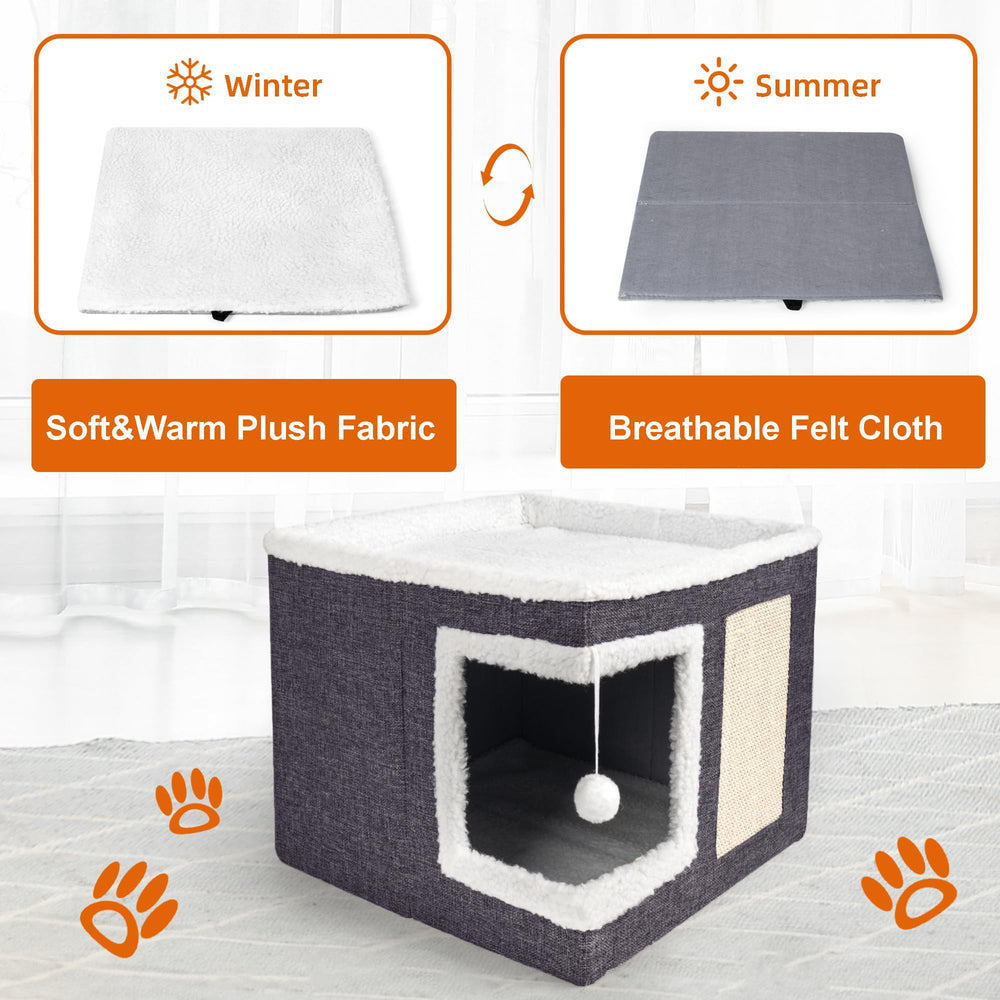 Loyareal premium fabric condo supports playful jumping with sturdy structure.