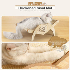LPOTIUS sisal scratcher mat provides durable, non-toxic play and furniture protection.
