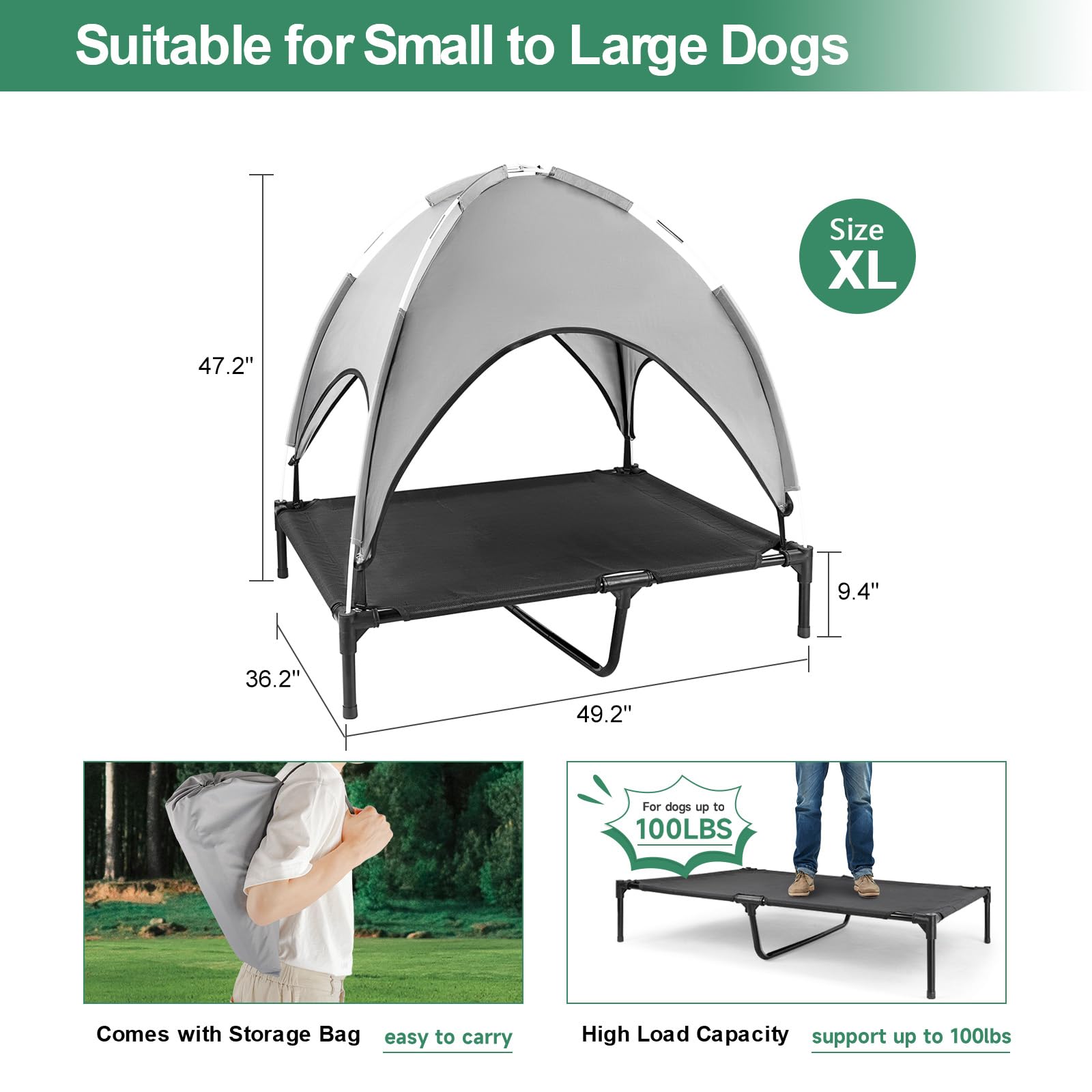 LPOTIUS bed features detachable parts for easy cleaning outdoors.