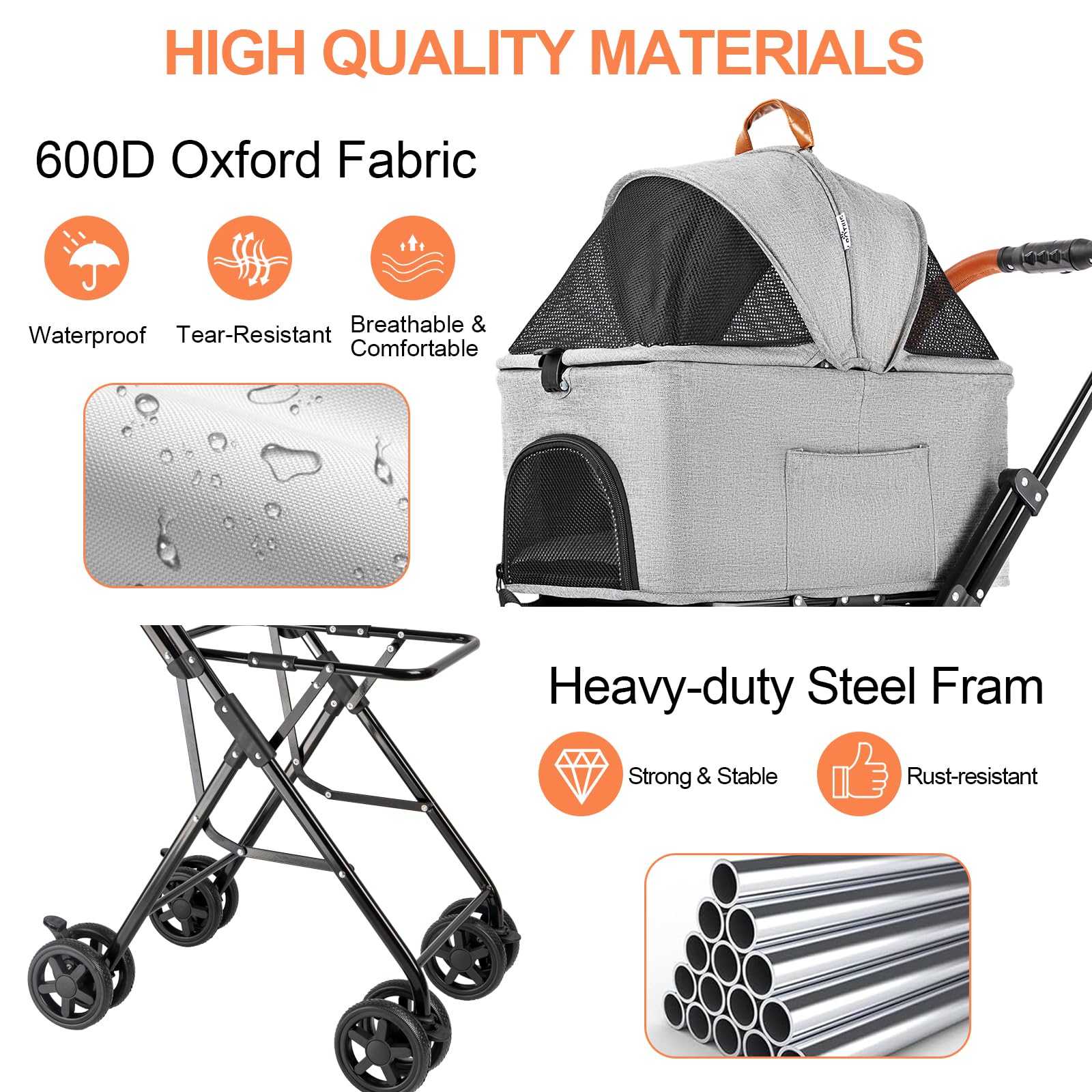 LPOTIUS double-pet-stroller-breathable-mesh-vent promotes airflow and comfort