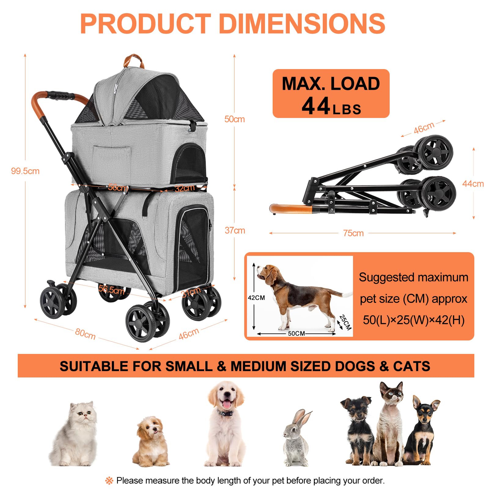 LPOTIUS double-pet-stroller-detachable-car-seat converts for car travel or home use