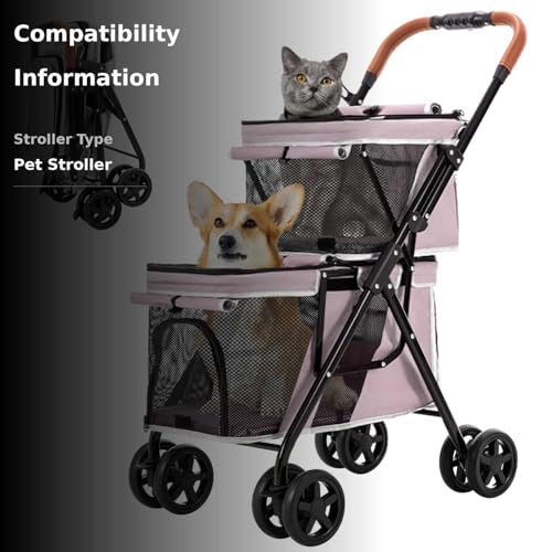 LPOTIUS Double Pet Stroller rear brake system for safer stops