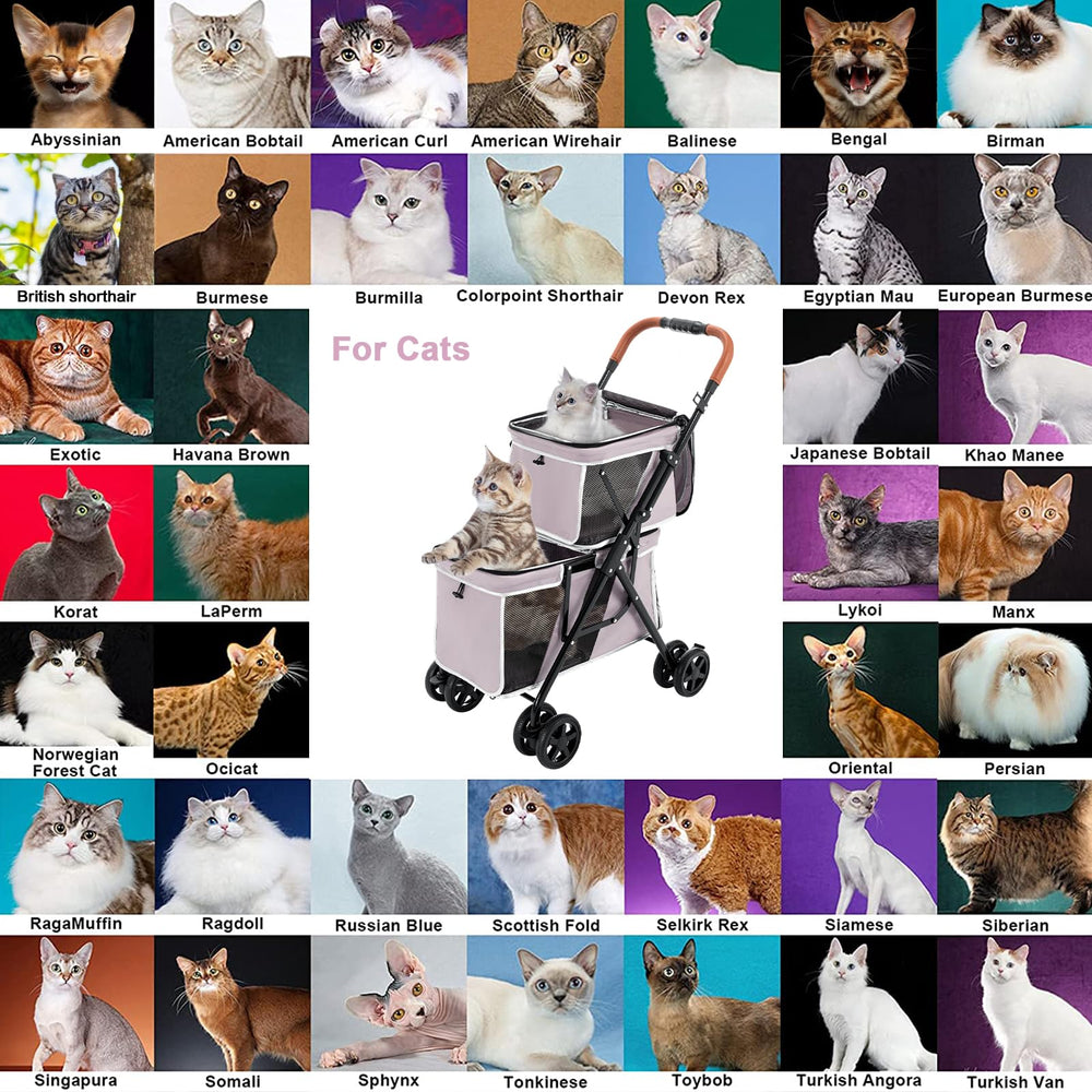 LPOTIUS Double Pet Stroller water-resistant fabric keeps pets dry in light rain