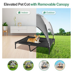 LPOTIUS elevated bed uses Textilene fabric for breathable, cooler resting.
