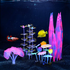 Lpraer glow coral branch adds a vivid focal point in the tank