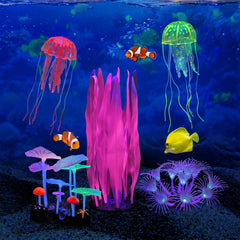 Lpraer glow aquarium jellyfish-1 creates motion and glow under blue light.