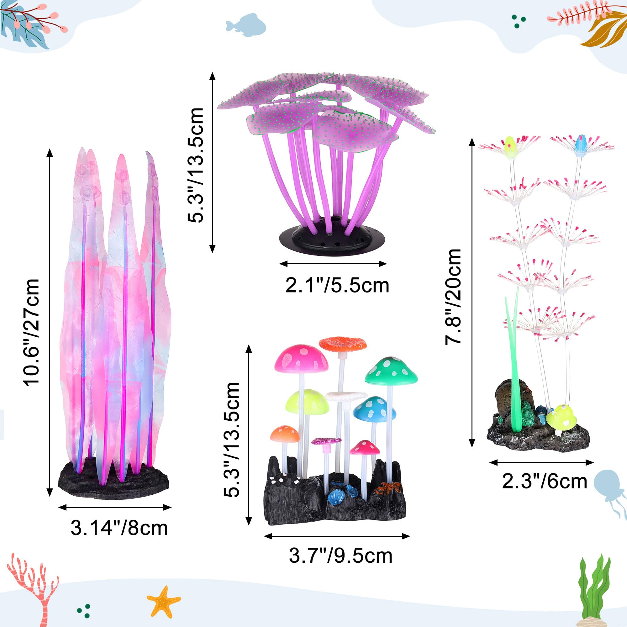 LPraer glow aquarium suction coral stays securely fixed on the glass