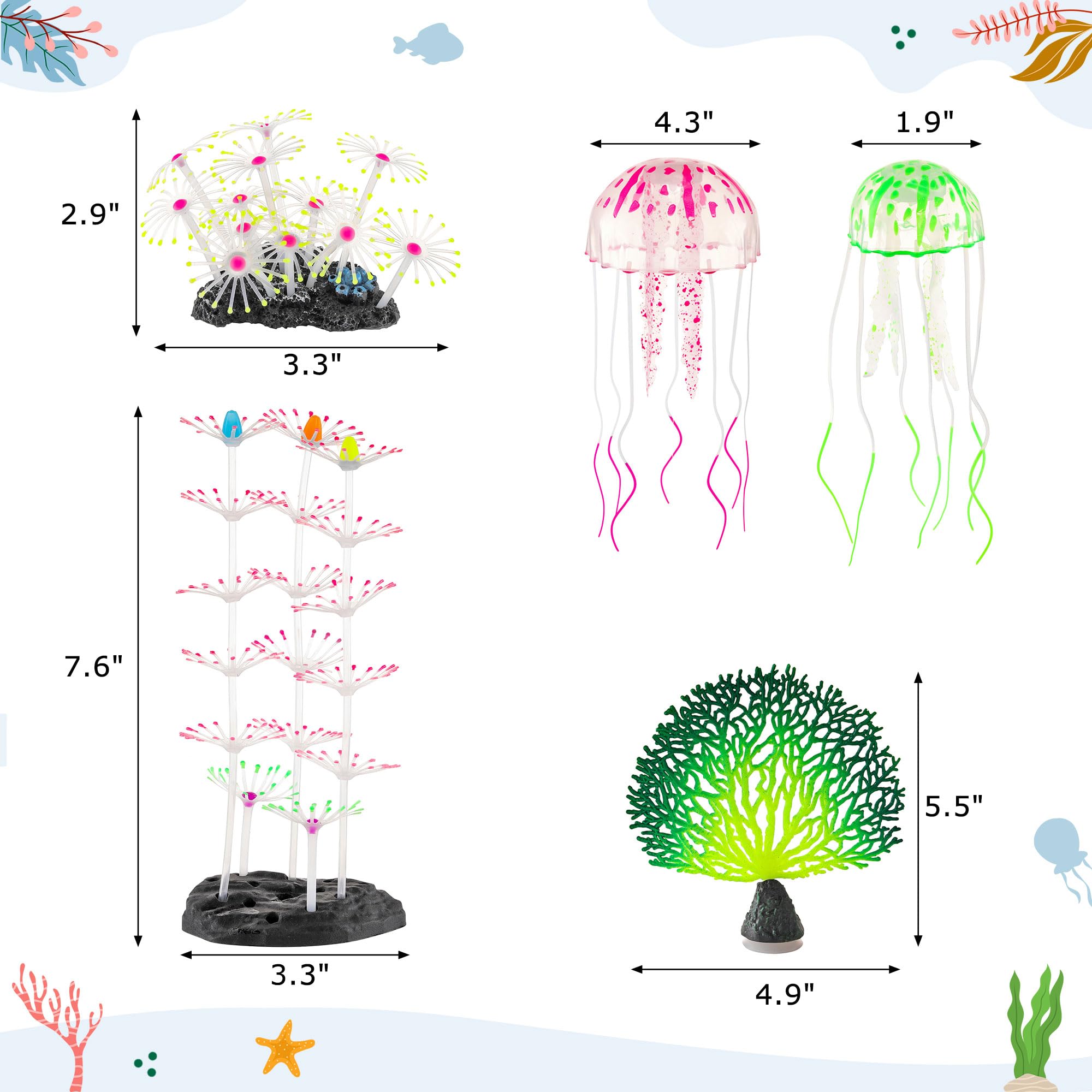 Lpraer glow feather coral enhances underwater scenery with lifelike silicone texture.
