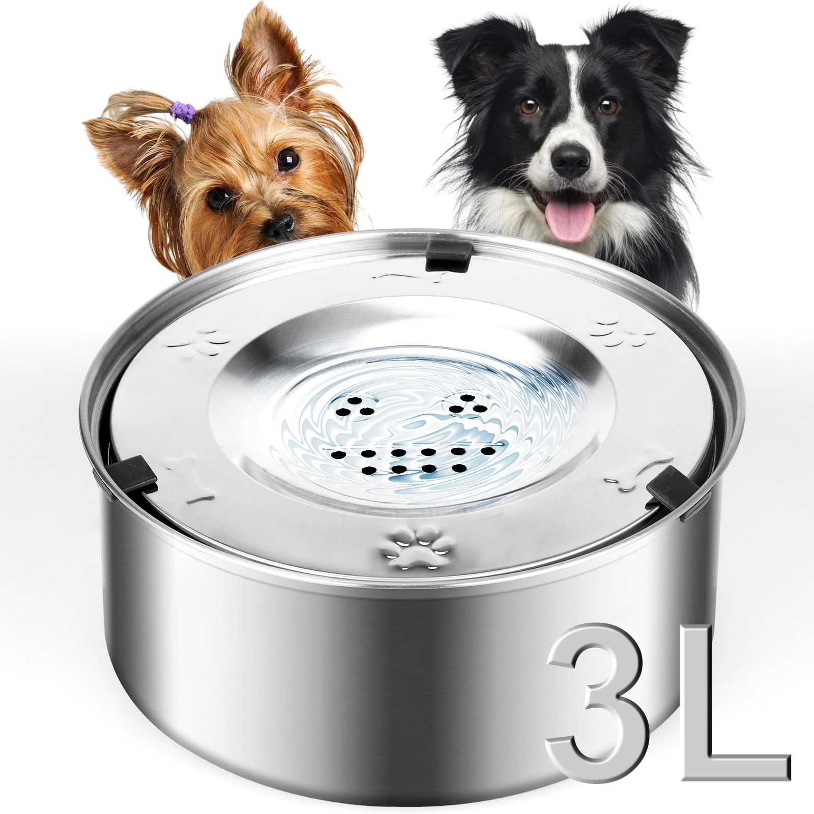 LQPBDFDC dog water bowl 3L capacity shows spill-proof hydration for larger dogs