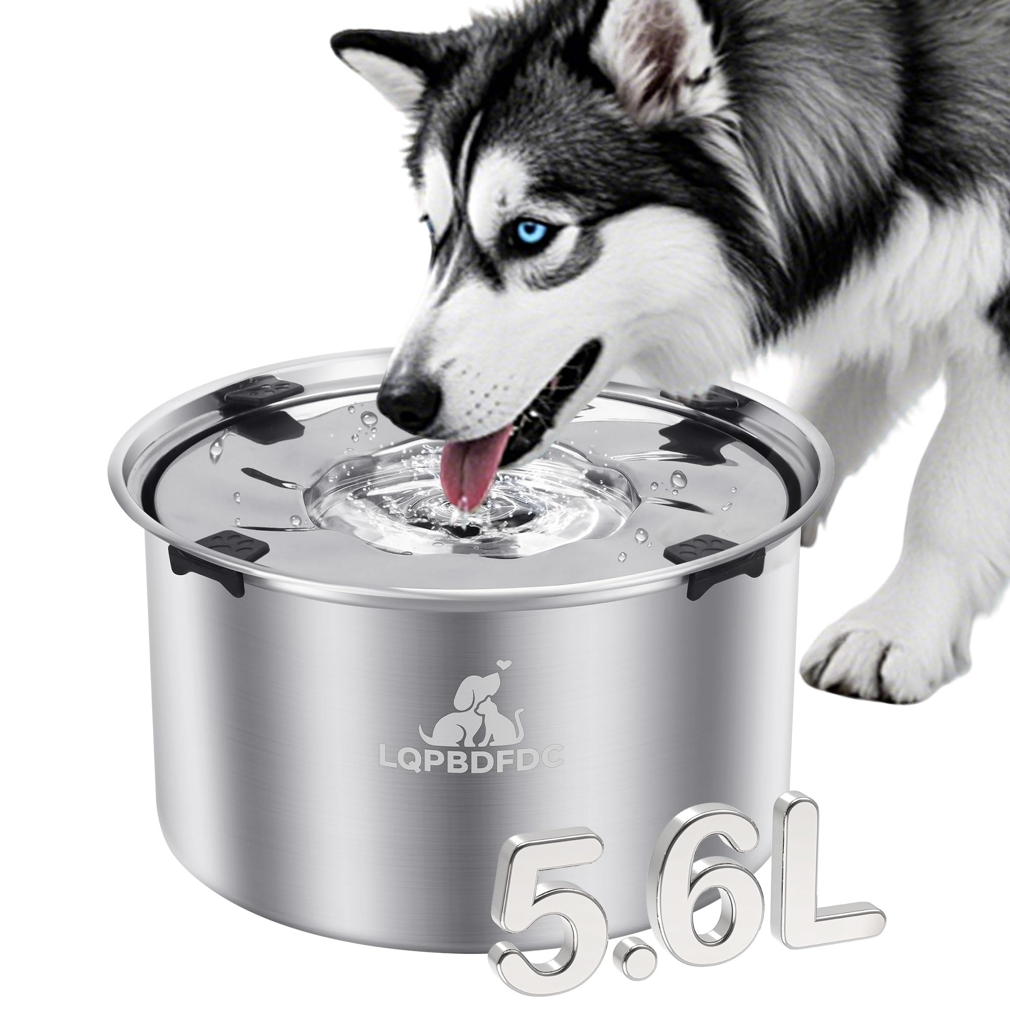 LQPBDFDC no-spill dog water bowl side view highlights spill-proof design for cleaner floors.