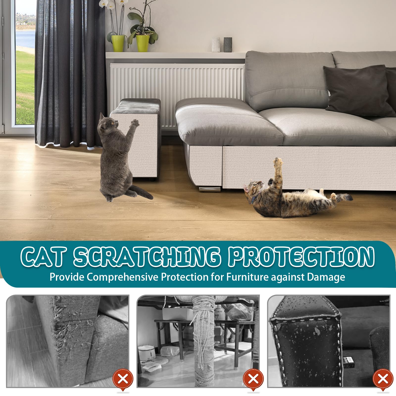 LSGCQ cat scratcher mat mounted on wall reveals excellent traction for jumping