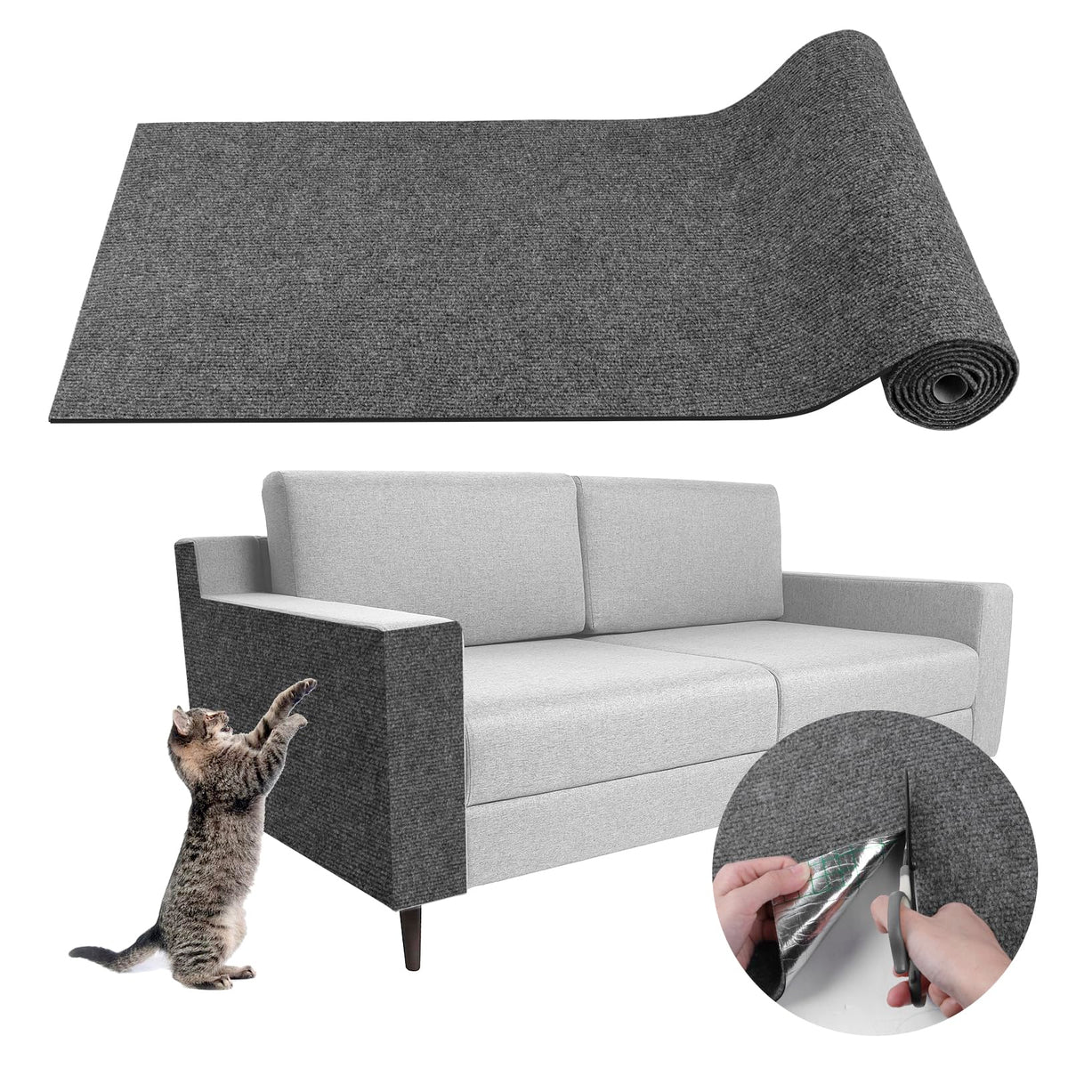 LSGCQ climbing cat scratcher mat with adhesive backing protects furniture from scratches.