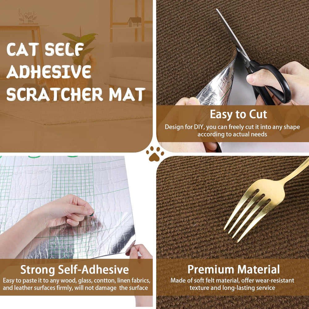LSGCQ climbing cat scratcher mat adhesive back demonstrates easy peel-and-stick installation.