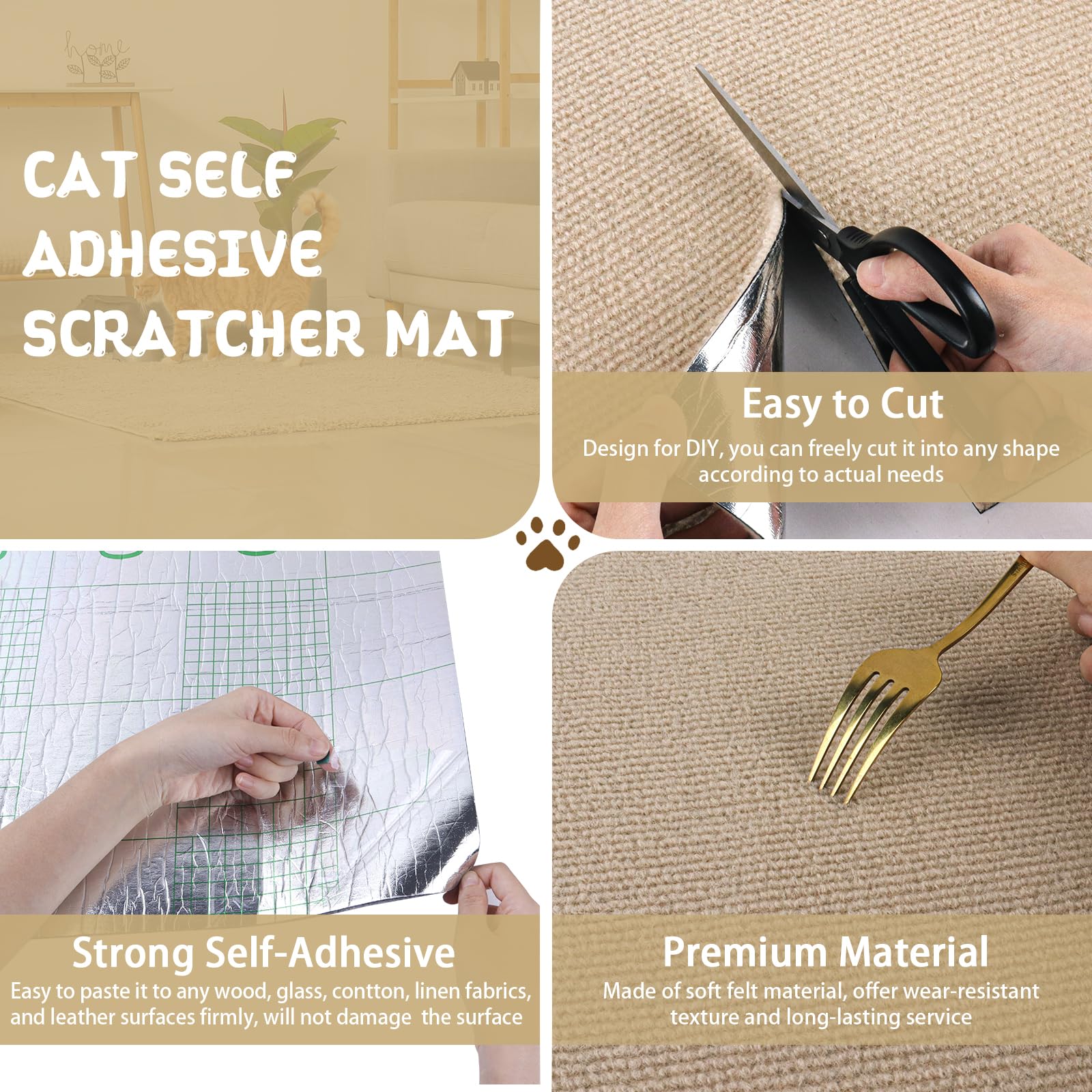 LSGCQ climbing cat scratcher mat applied to cat tree shelf demonstrates DIY customization