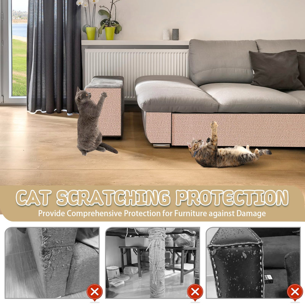 LSGCQ climbing cat scratcher mat beige closeup adhesive emphasizes strong grip.