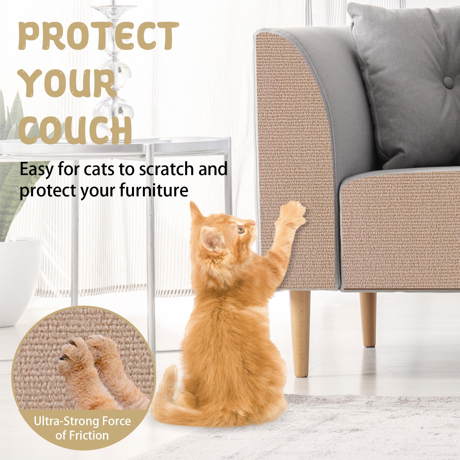 LSGCQ climbing cat scratcher mat beige cutting guide enables easy DIY customization.