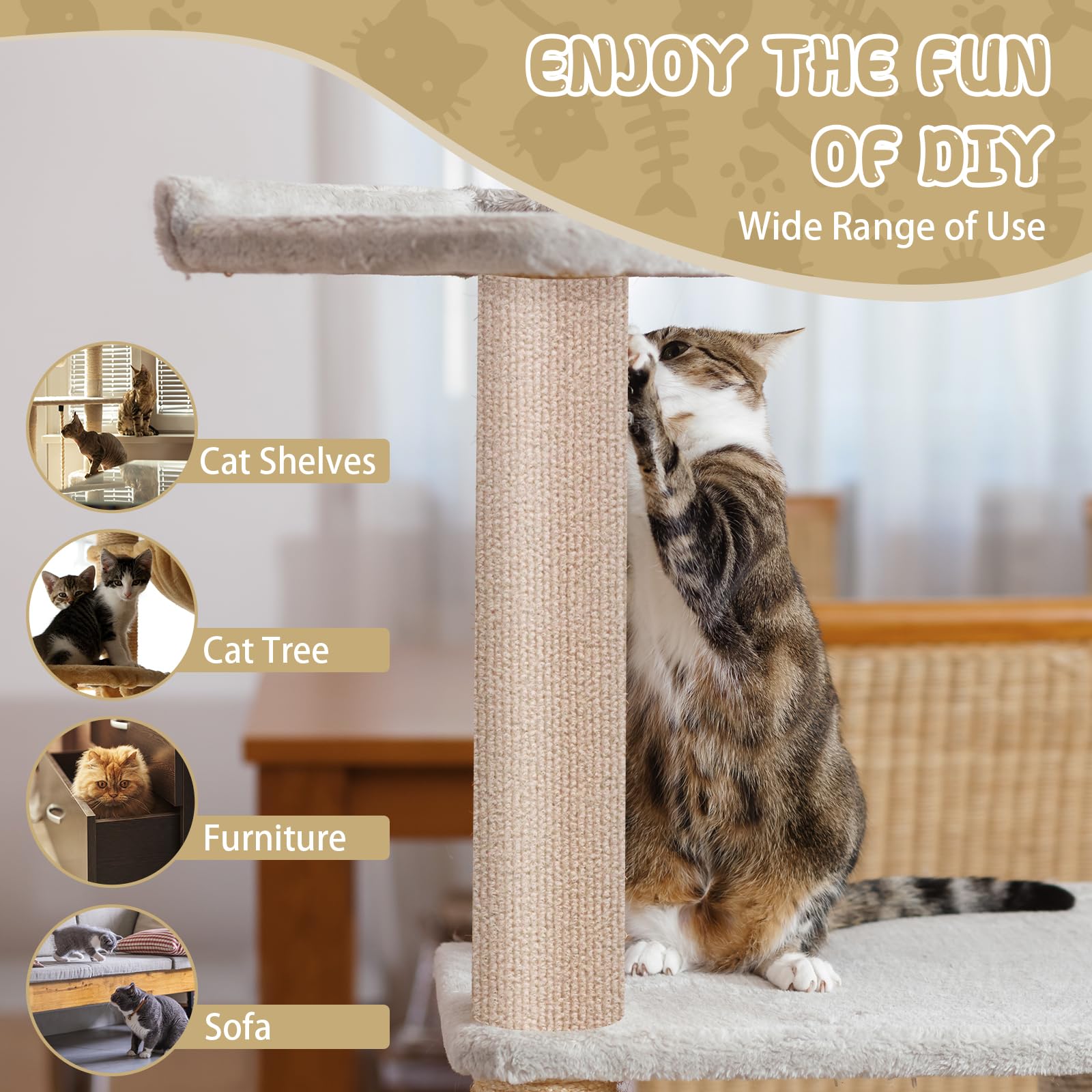 LSGCQ climbing cat scratcher mat beige durability tested for high-traffic furniture use.