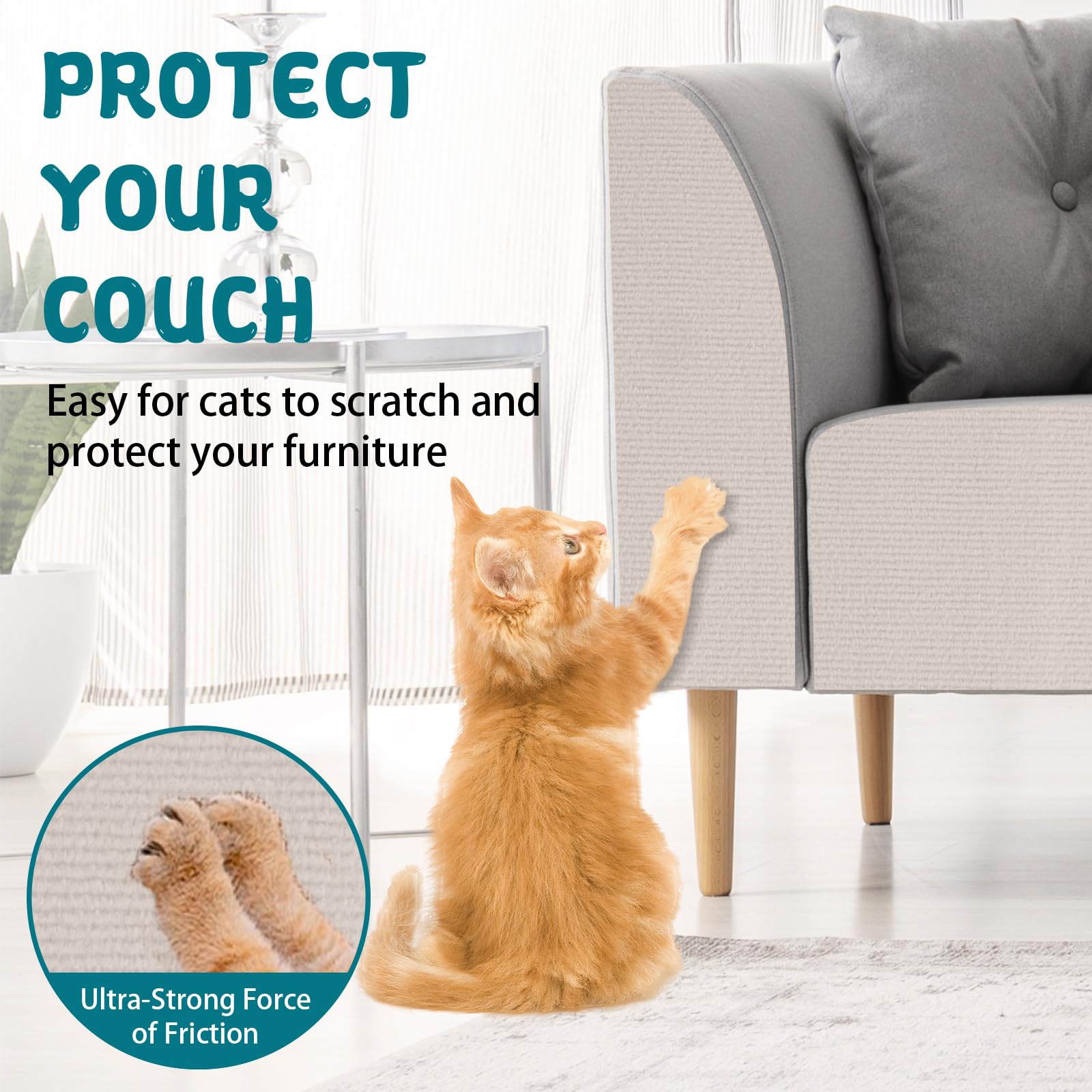 LSGCQ scratcher mat fits cat trees and shelves, reducing furniture scratches.