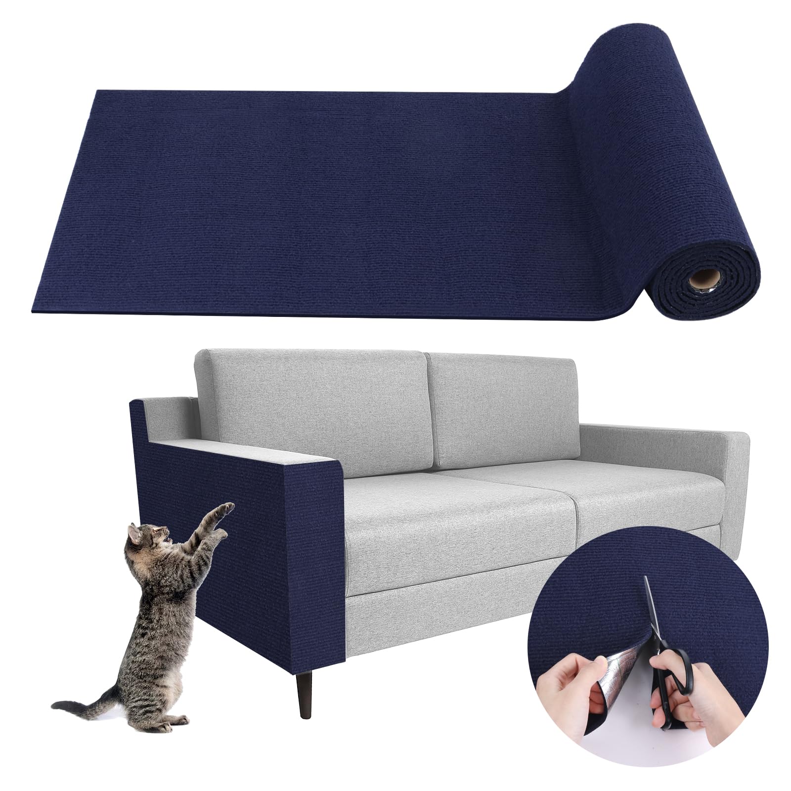 LSGCQ climbing cat scratcher mat dark blue full view protects furniture