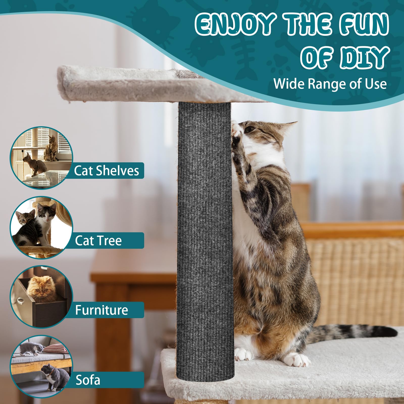 LSGCQ climbing cat scratcher mat close-up texture highlights durable felt grooves