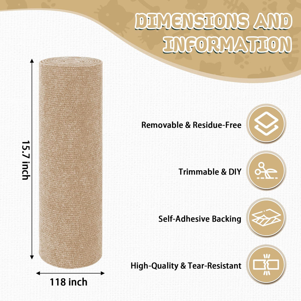 LSGCQ climbing cat scratcher mat self-adhesive back illustrates easy, residue-free mounting