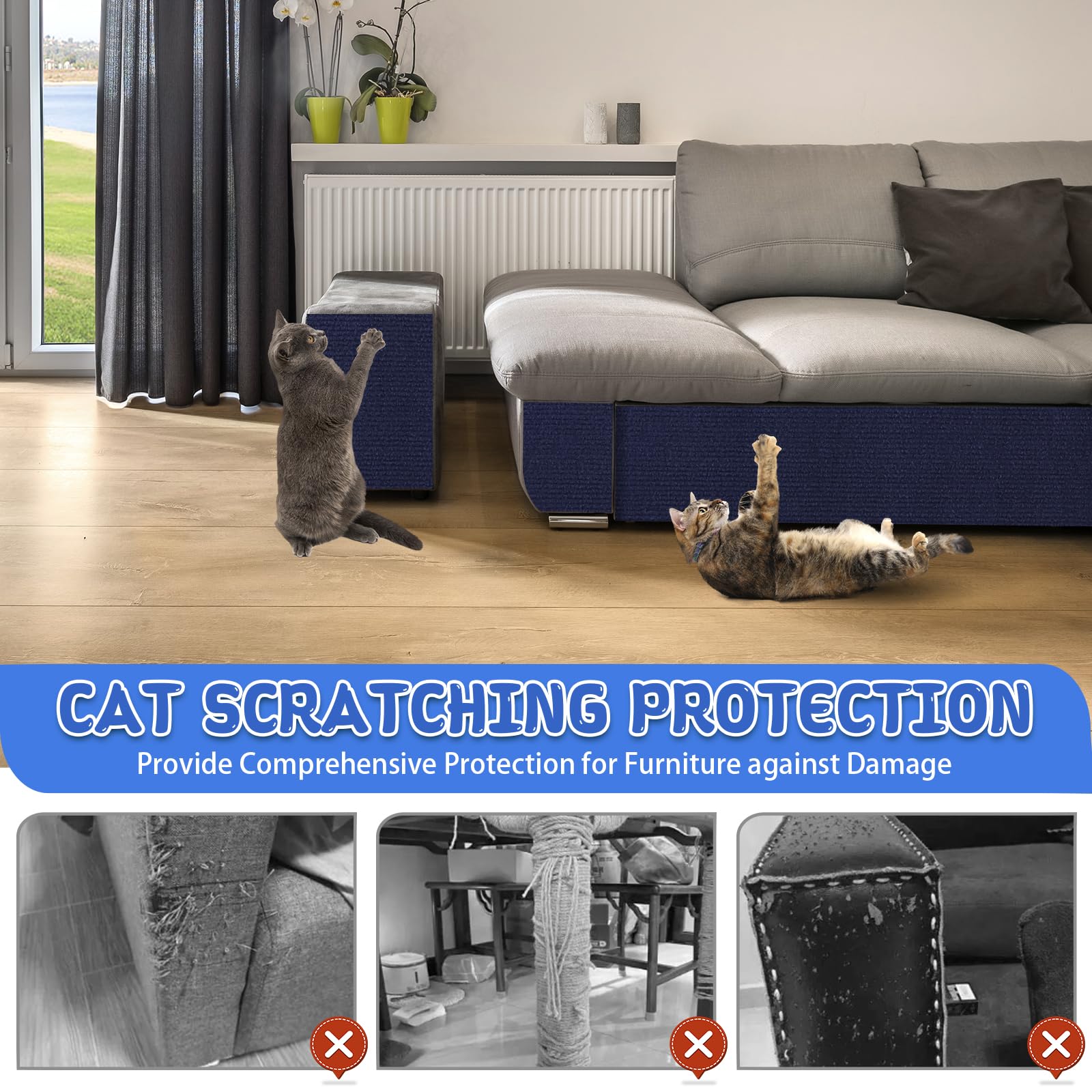 LSGCQ climbing cat scratcher mat on sofa protects upholstery from claws