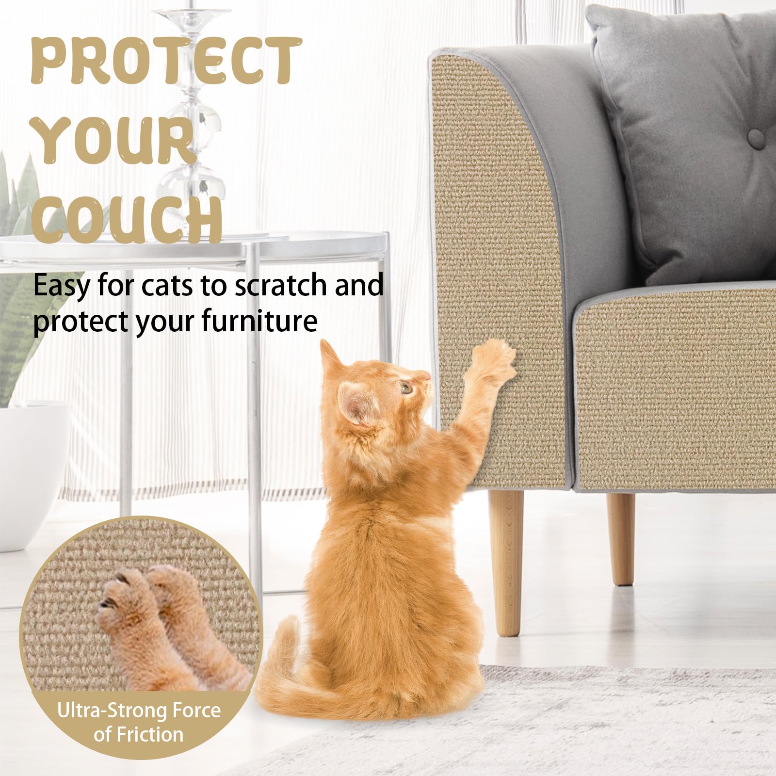 LSGCQ climbing cat scratcher mat beige cut-to-fit design for furniture